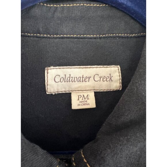 Vintage 90s Coldwater Creek Black Denim Jacket PM With Contrast Stitching - Picture 2 of 3